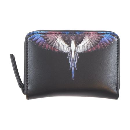 Marcelo Burlon Wings Leather Compact Pocket tas , Zwart , Heren , Maat: ONE Size Portefeuilles