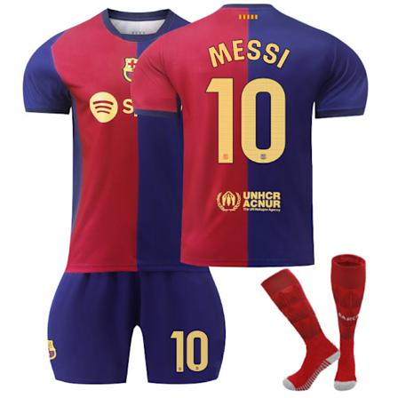 Barcelona MESSI #10 HjemmeJersey, 23-24 FCB Barne- og voksenfotballtreningsdrakt, julegave, bursdagsgave 16 No.10