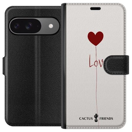 Yhteensopiva Lompakkokotelo Google Google Pixel 9 Cactus and Friends - Love Balloon Minimal