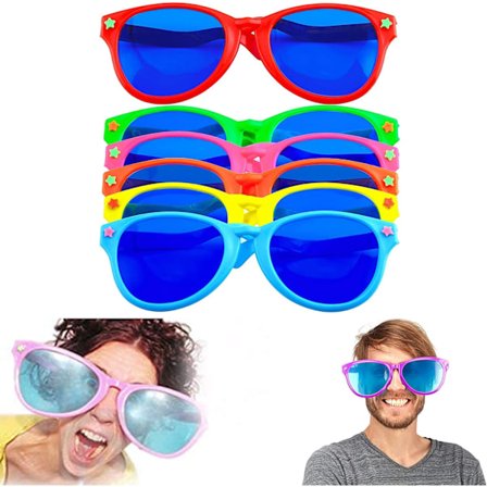 6 stk. Jumbo briller, sjove festbriller, farverige plastikdele