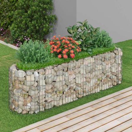 Vidaxl Planteringsgabion Galvaniserat Järn 190x50x50 Cm Silver
