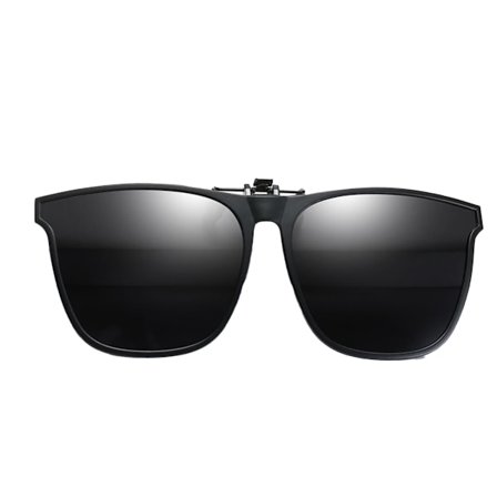 Flip Up Clip On Solbriller til Mænd og Kvinder, Store Clips med Balance Bar for Tæt Pasform, Special Edition Mørk Sort Linse til Sollysblokering