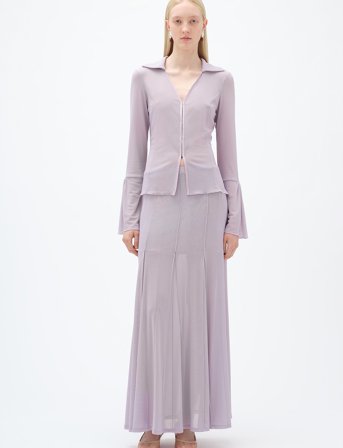 REMAIN Birger Christensen Pleated Midi Mesh Skirt - Purple - 36