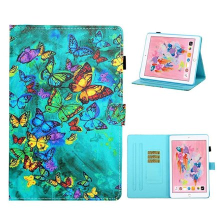 iPad 10.2 (2019) tyylikäs kuvioitu nahkainen kääntö kotelo - Värikkäitä Perhosia