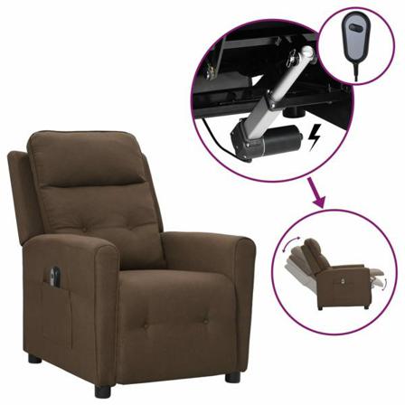 Vidaxl Reclinerfåtölj Med Elektrisk Brun Tyg Brun