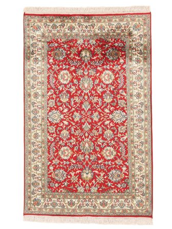 Oriental Kashmir Pure Silk Rug 80X125 Brown/Beige Silk, India