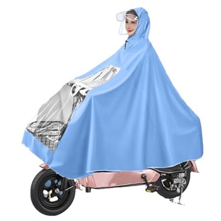 Vanntett regnkappe for sykkel og elektrisk rullestol - Gjenbrukbar poncho med hette