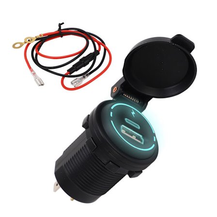 12V USB-laddare PD Typ QC 3.0 IP66 Vattentät Snabbladdning Intelligent Identifiering för Motorcykel Båt RV ATV