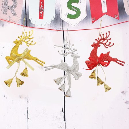 Joulukoristeet, 6 kpl, Hirvi, Joulukuusen koristeet, Hirvi-riipus, Hirvikoriste, Kellolla, Joulukuusen koristeet