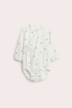 Newbie | Omlottbody med björnprint | Offwhite