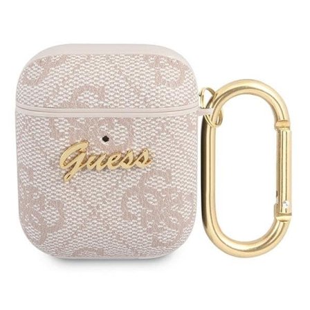 Guess 4G Script Metal Collection Fodral för AirPods 1 / 2 - Rosa