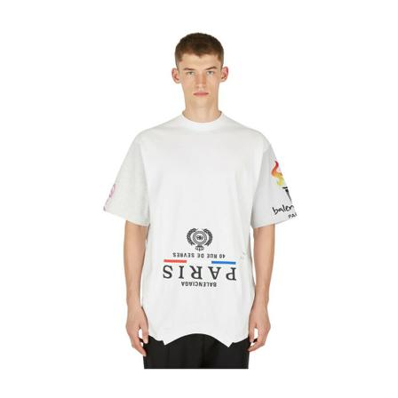 Balenciaga, T-Shirts Wit, Heren, Maat:XL,Katoen