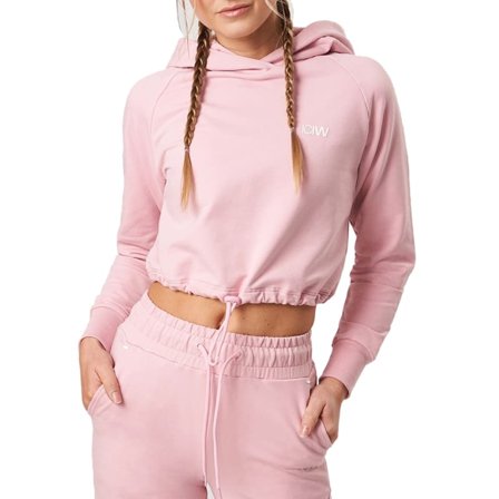 ICANIWILL Women's Adjustable Cropped Hoodie Women long-sleeved sweaters Pink XS