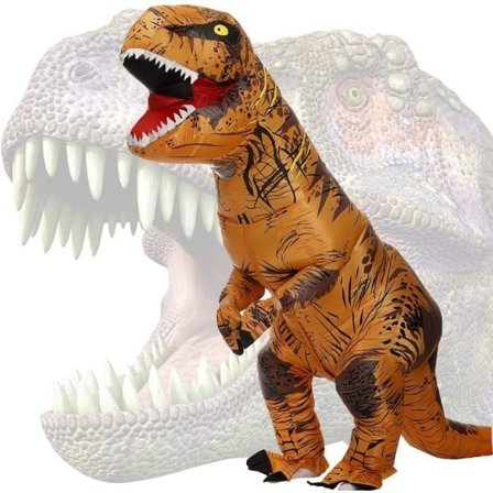 (Ruskea) Tyrannosaurus Rex -asu Aikuisille Dinosaurusasun Puhallettava