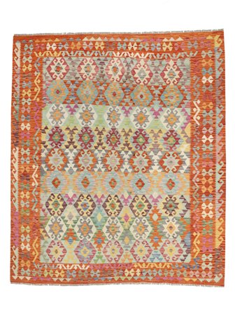 Kilim Afghan Old Style Rug 262X292 Brown/Dark Red Large Wool, Afghanistan
