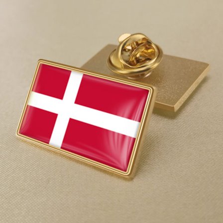 Dansk flag krystallim-badge broche, verdens flag badge