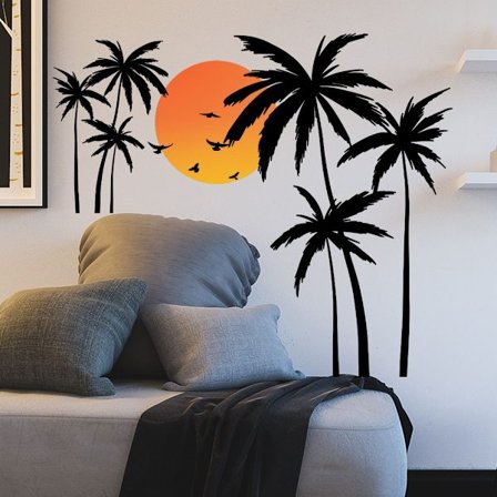 Palmevegg klistremerker tropiske plantefugl vegg klistremerker soverom T vegg KLB