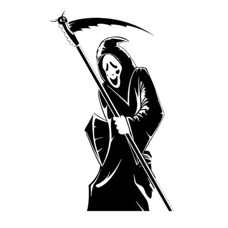 Läskiga Halloween-klistermärken Delicate Azrael DIY Art Decal Avtagbar Väggdekal Pvc-klistermärke för Hem Bar Kontor (Svart)(93X58CM, Svart)