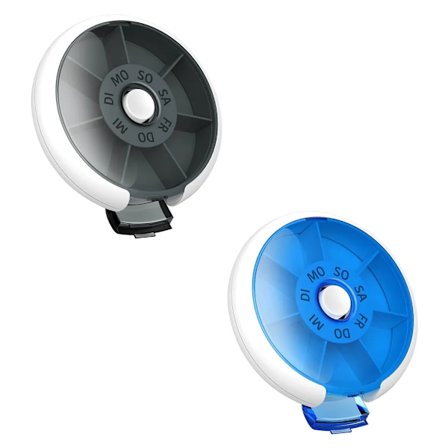 2 stk tablettboks 7 dager, rund pilleboks pilleboks 7 dager med trykklås