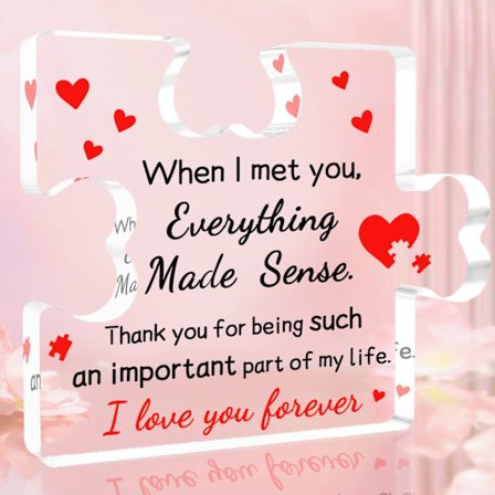 Presenter till Pojkvän Flickvän - Akryl Pussel Plakett 8,5x7cm, Jul Jubileum Alla Hjärtans Dag Födelsedagspresenter till Flickvän Pojkvän Fru Make