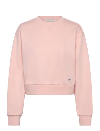 A - Cropped Badge Logo Sweatshir Cream Calvin Klein Jeans