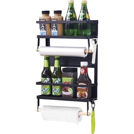 Magnetisk kylskåpshylla Kryddhylla Hushållspappershållare Med Hållare Kyl