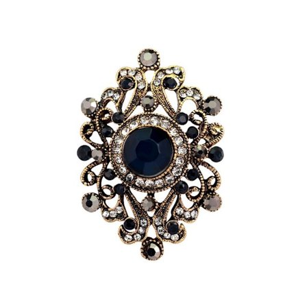 Vintage Blomster Rhinestone Brosch Lapel Nål Säkerhetsnål Kostym Smycken - Blå med Unik Midja