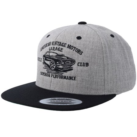 Gearshift - Gris snapback Gorra - American Vintage Muscle Car Club Heather Grey/Black Snapback @ Hatstore
