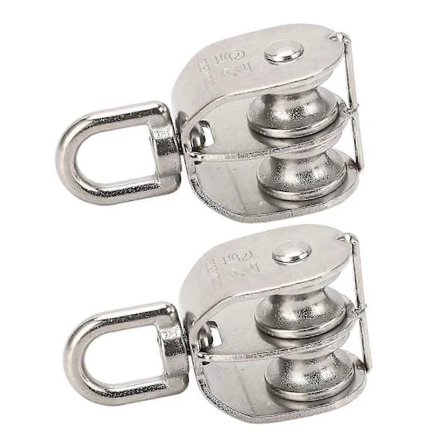 2 stk. Dobbelt Hjul Rustfrit Stål M25 Dobbelt Hjulblok 150kg Leje Drejeligt Hjul Rulle-Bra