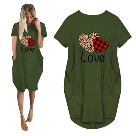 Alla hjärtans dag Kärleksbrev Klänning Kortärmad skjortklänning