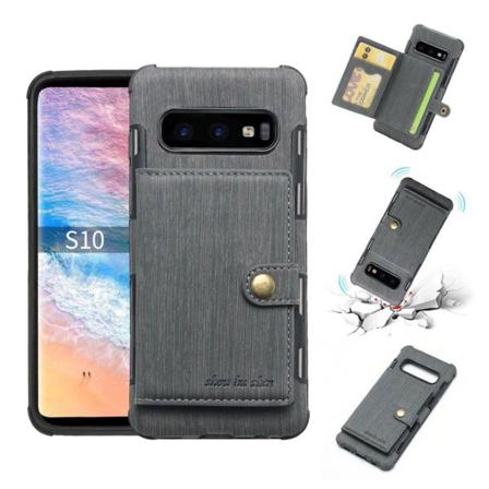 Shouhushen Samsung Galaxy S10 Borstat Läderfodral - Grå