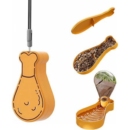 Bärbar resehundskål och vattenflaska set – vattenflaska för husdjur och hundskål set. Diskmaskinskompatibel (gul).