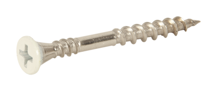 ESSVE 537605 Fasadeskrue 4,2 x 45 mm, rustfri/syrefast A4, bånd. Hvit, 1000-pakning, Innfesting