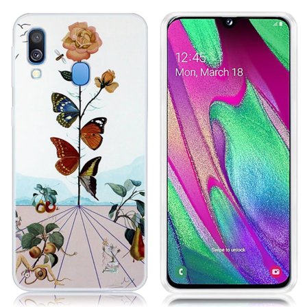 Deco Samsung Galaxy A40 kuoret - Perhonen ja kukat