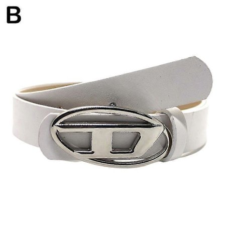 Trendigt D-bokstav Bälte Tryckknapp Bälte Midjeband Spänne Trendiga Accessoarer För Kvinnor Vit White_max