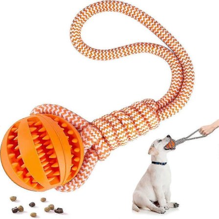 Hundelegetøjsbold med reb, uforgængelig hundebold, gummirebsbold, tyggelegetøj til store små hunde, tandpleje