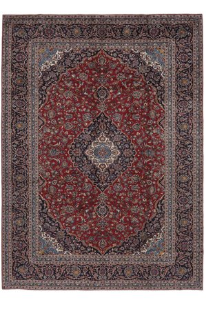 Hand Knotted Persian Keshan Rug 290X402 Black/Dark Red