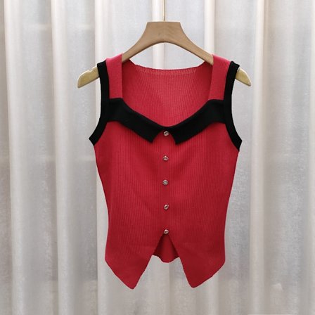 Franska Xiaoxiangfeng Sling Tank Top RÖD