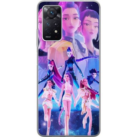 Yhteensopiva Puhelinkuori Xiaomi Redmi Note 11 Pro 5G K-pop-inspiroinut tulevaisuutta ennakoiva tyttöryhmä neonvaloissa ja kosmisessa sci-fi-esiinty