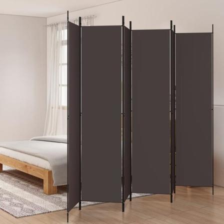 Vidaxl Rumsavdelare 6 Paneler Brun 300x220 Cm Tyg Brun