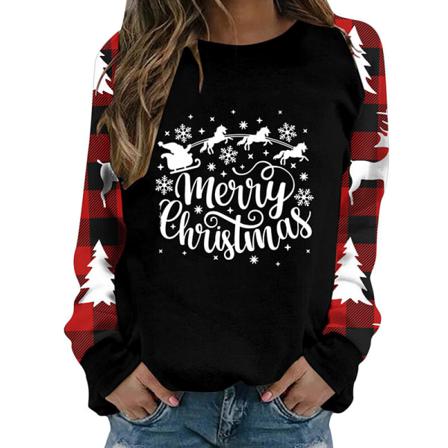 Printed Tröja För Kvinnor Med Brevtryckt Jultröja