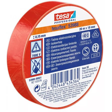 Tesa Isolasjonstape 53988 20M x 19mm Rød