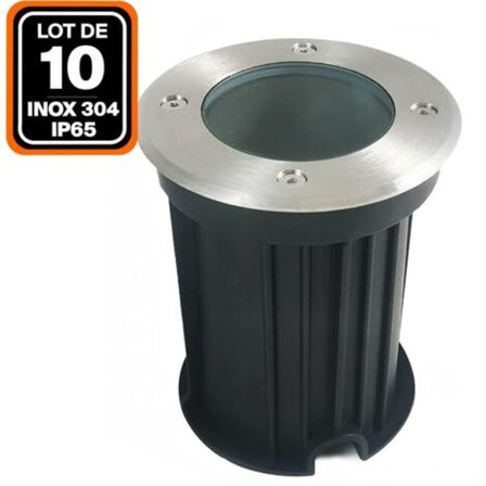 10 Runde Innfelte Gulvspotter 304 Rustfritt Stål Utendørs IP65 GU10 for Hage (Pærer Ikke Inkludert)