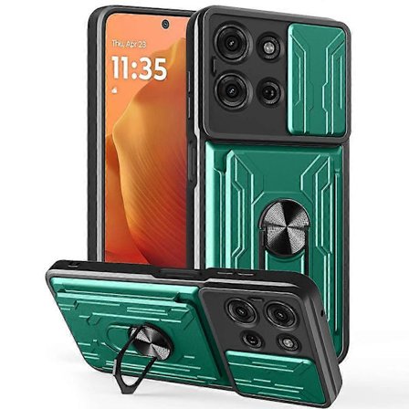 Yhteensopiva Motorola Moto G75 5G -kotelon kanssa PC + TPU-jalustalla varustettu puhelimen takakansi kameran liukusäätimellä - Titaaninharmaa-lingling