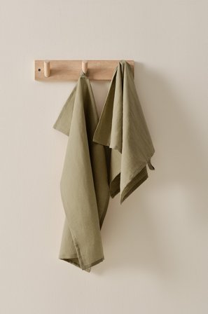 Jotex - Kjøkkenhåndkle Linmiks 2-pakke Salviegrønn - LINA - Kjøp Kjøkkenhåndklær hos Jotex