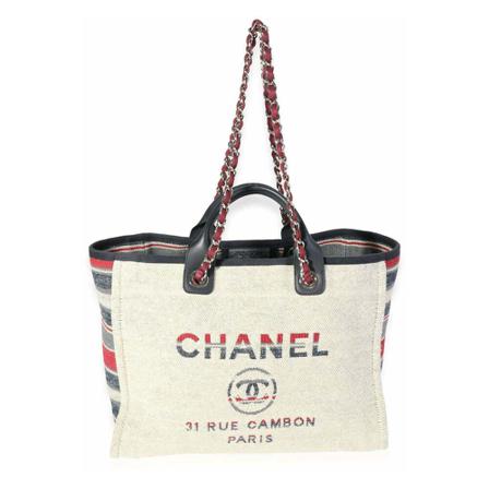 Chanel Vintage Tote Bags Hvid, Dame Vintage Tasker, Størrelse: ONE Size