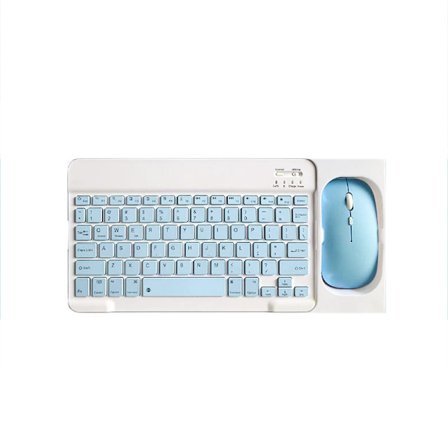 INF Bluetooth-tastatur og -mus-kombination - 10-tommer Bluetooth-tastatur og dual-mode-mus (genopladelig) med etui: Himm