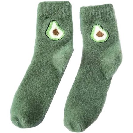 Dam strumpor med fuzzy frukt 5 par/lot Avocado Cherry Coral golvslipper strumpor