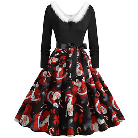 Julekjole for kvinner med lange ermer, festkjole Style 6