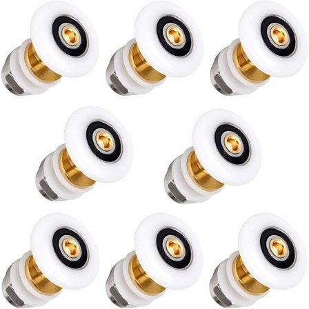 Showerulle til skydedør 8 stk. udskiftnings showerulle i 20 mm messing til skydedør med glas, lejerulle til skydedør.